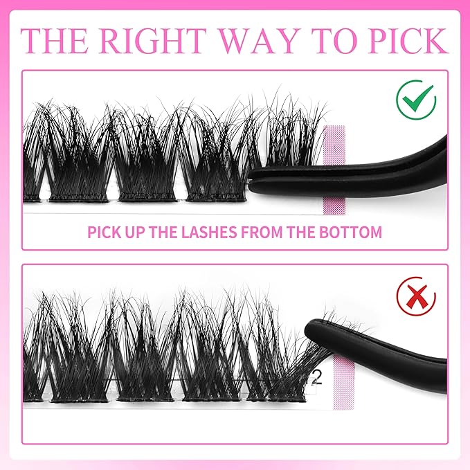 VEYESBEAUTY Lash Clusters Fluffy Individual Lash Extensions Xtreme 3D Layered Volume Eyelashes Thin & Invisible Band Wispy Faux Mink Lash Newbie's Five-Second Mixed Length 10-18mm