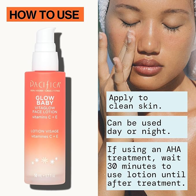 Pacifica Vitamin C Face Lotion Glow Baby VitaGlow Face Moisturizer Glow Recipe, Vitamin E, Antioxidants, Dermatologist Tested 1.7 oz