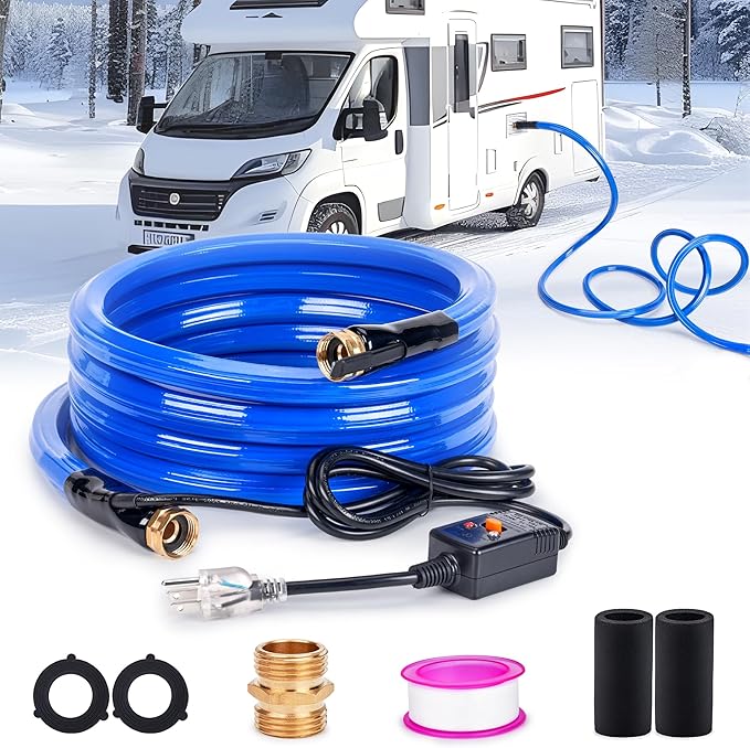 HIRALIY 15FT Heated Water Hose for RV, Water Line Freeze Protection, 5/8" Inner Diameter, Camper, Garden, RV Accessories, Livestock, Mountain Cabin