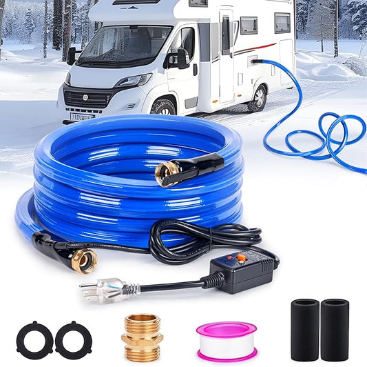 HIRALIY 15FT Heated Water Hose for RV, Water Line Freeze Protection, 5/8" Inner Diameter, Camper, Garden, RV Accessories, Livestock, Mountain Cabin