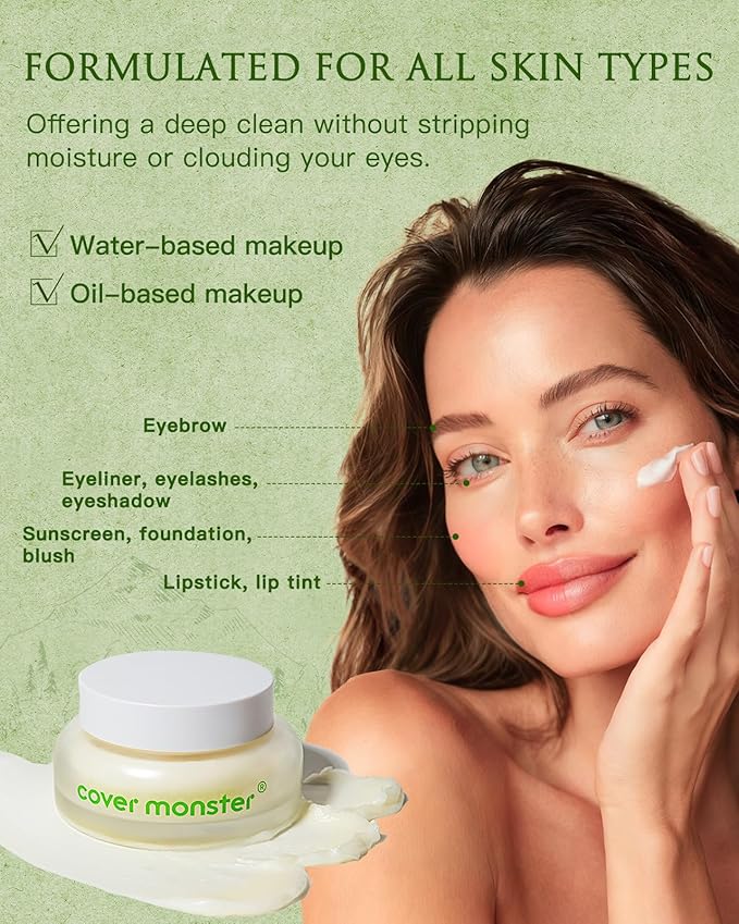 Cleansing Balm, Makeup Remover Balm, Melts Waterproof Makeup & Sunscreen, Deep Pore Cleanse & Hydration, Gentle & Non-Irritating, Made for All Skin Types, Safe for Sensitive Skin