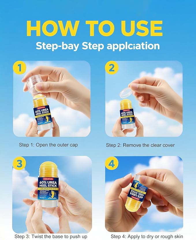 Urea Cream 60% with 2% Salicylic Acid, Foot Cream 60 Percent for Feet & Hands, Maximum Strength Urea Stick for Rough, Dry Cracked Feet Hands Elbows, Callus Remover, Skin Softener Balm 1.41oz