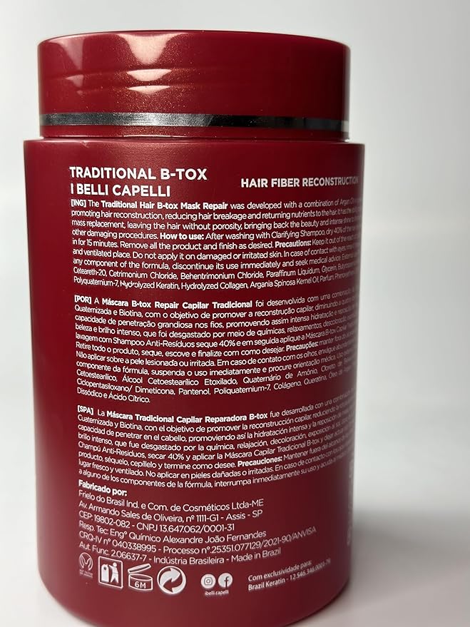 I Belli Capelli Ravenna Professional Keratin Hair B-tox -Cirugia Capilar para el Cabello, Smoothing, B-tox Hair Treatment, Celulas Madres Para el Cabello-Straightener System 3x1L 105.8oz