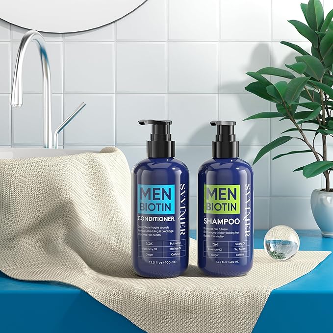 Svvimer Biotin Hair Conditioner for Men - Thickening Volumizing Conditioner with Rosemary Tea Tree Oil Caffeine for Thinning Damaged Dry Hair sulfate free - 13.5 Fl Oz (Pack of 1)