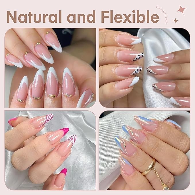 Medium Almond Shape Nail Tips Half Cover 360pcs Medium Nails Double Sided Matte Almond Nail Tips Strong Lasting for Acrylic Press On Nails, 12 Sizes Luckyfairy Gelly Tips