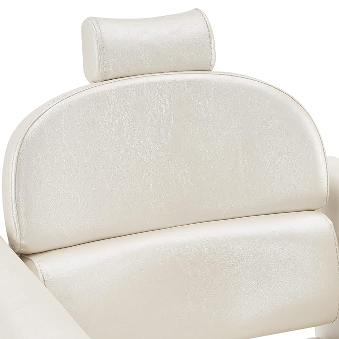 BarberPub Classic Recliner Leathern Barber Chair Antique Heavy Duty Hair Spa Salon Styling Beauty Equipment 3125(Champagne)