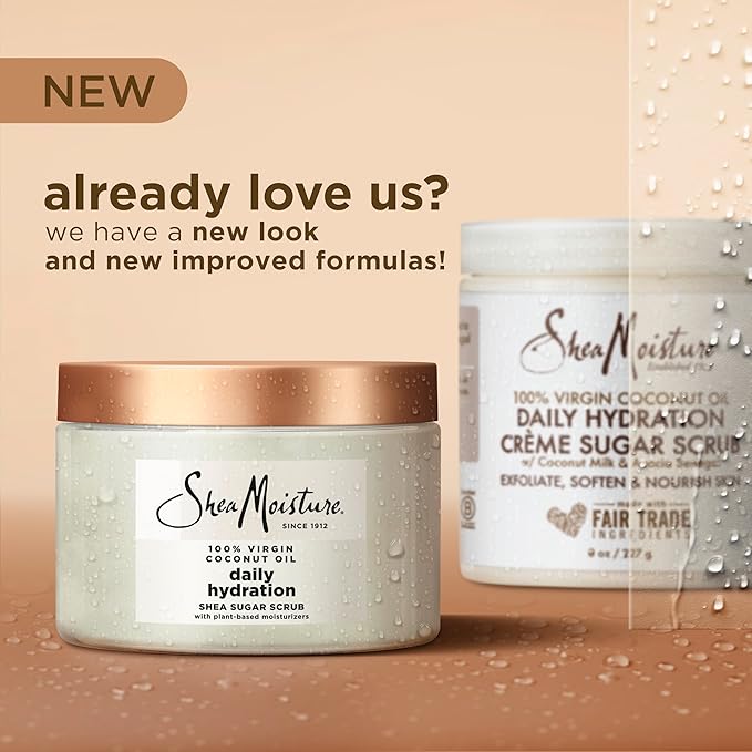 SheaMoisture Shea Sugar Body Scrub For Nourish And Replenish Skin Virgin Coconut Oil Daily Hydrating Body Scrub With 24h Shea Moisture Nutrients 12 oz
