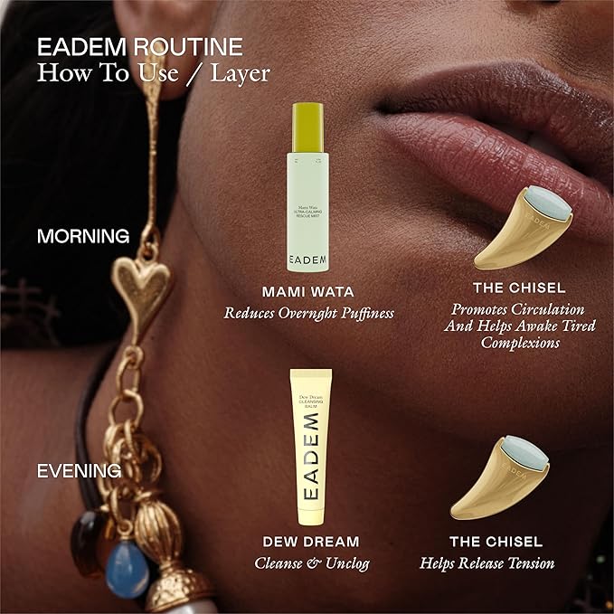 EADEM The Chisel, Gua Sha & Jade Facial Sculptor, Gua Sha Facial Tools for your Skin Care Routine, GuaSha Tool for Face, Jade Roller for Face, Luxury Jawline Sculptor