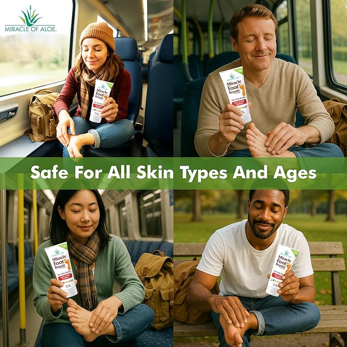 Miracle Foot Repair Cream (1 oz / 12 Pack) Repairs Dry Cracked Heels and Feet, 60% Pure Ultra Aloe Moisturizes, Softens, and Repairs