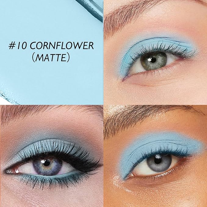 Eyeshadow Stick Matte Eye Shadow Pencil Cream to Powder Eye Brightener Crayon Long-Lasting Single Eyeshadow Buildable & Blendable High Pigmented Eye Liner Makeup for Women, 10 CORNFLOWER