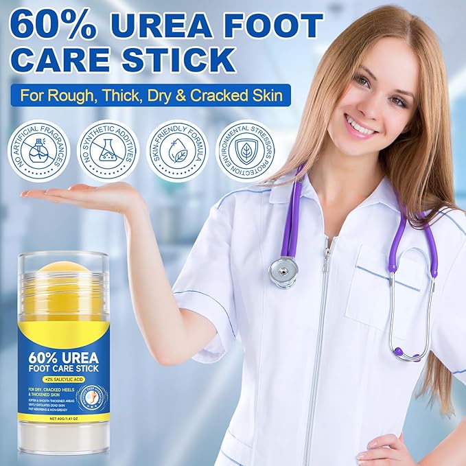 Urea Cream 60 Percent for Feet, 2% Salicylic Acid Urea Foot Cream for Cracked Heels and Dry Skin, Deep Moisturizing, Cracked Heel Repair Cream, Repairing Creams for Heels, Knees, Elbows & Hands (1)