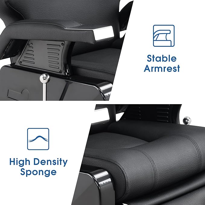 BarberPub Hydraulic Recline Barber Chair All Purpose Salon Beauty Spa Styling Equipment 9208 (Black)