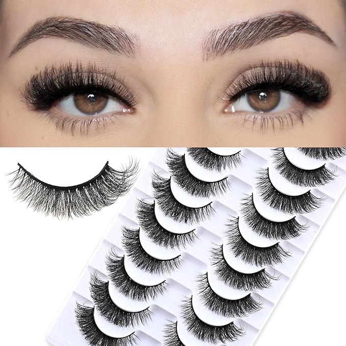 FARRED Cat Eye Lashes Short False Eyelashes Wispy Lashes Mink Fox Eye Lash Fluffy Eyelash Natural Look 10 Pairs Fake Lashes Pack Volume Lash Strips Pestañas