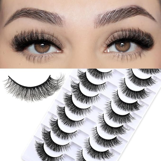 FARRED Cat Eye Lashes Short False Eyelashes Wispy Lashes Mink Fox Eye Lash Fluffy Eyelash Natural Look 10 Pairs Fake Lashes Pack Volume Lash Strips Pestañas