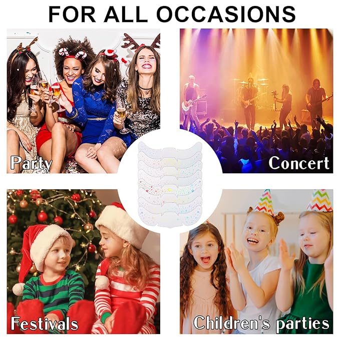 8PCS Glitter Freckles, Glitter Freckles Face Tattoo, Sparkle Freckles for Women and Kids, Cute Star Waterproof Gold Temporary Face Tattoos Glitter Glow Up Patches (8PCSB Holographic Multicolor)