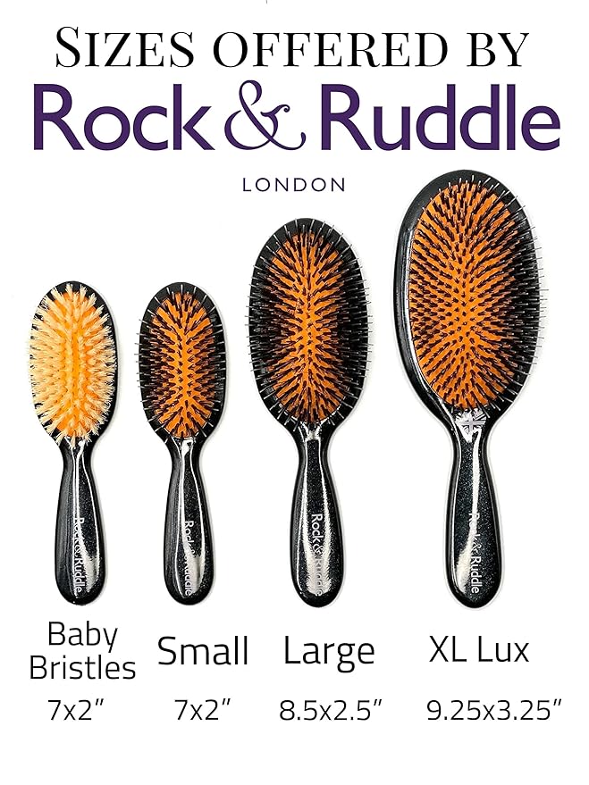 Rock & Ruddle Natural Mixed Bristle Hair Brush for Women and Kids (Large 21 cm) - Perfect for Wet or Dry Hair, Detangling Smoothing Blowdrying - Designed & Made in UK - Geometric Swirls & Arcs