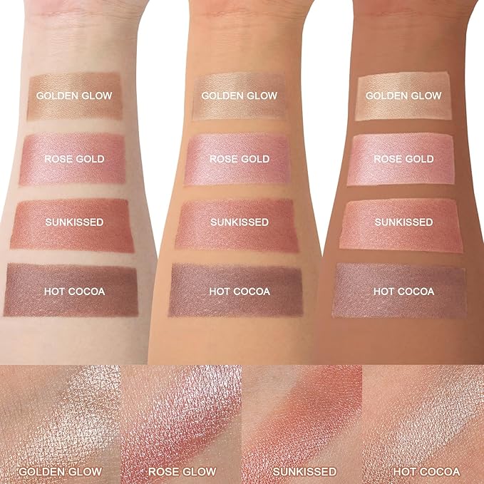 UCANBE Cream Bronzer for Face & Body, Natural Golden Sun-Kissed Glow Highlighter, Luminous Buildable Coverage for Long Lasting Bronzed Glow, Lightweight Brighten Contour Multi-Use Makeup Palette