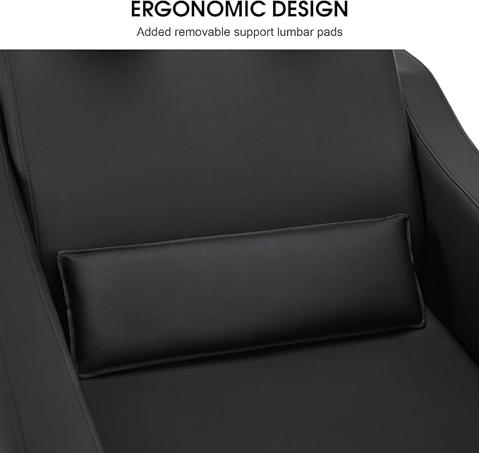 BarberPub Backwash Shampoo Station Chair, Adjustable Porcelain Ceramic Hair Wash Bowl with Chair, Shampoo Station for Barber Shop, Spa Beauty Salon Equipment 9364 (Black)