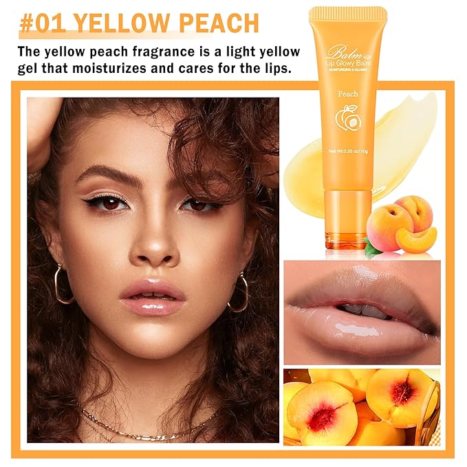 Lip Glowy Balm Moisturizing Lip Balm Plumping Lip Gloss Lip Sleeping Mask Lip Butter Balm Day Night Lip Care Glowy Lip Balm - Peach