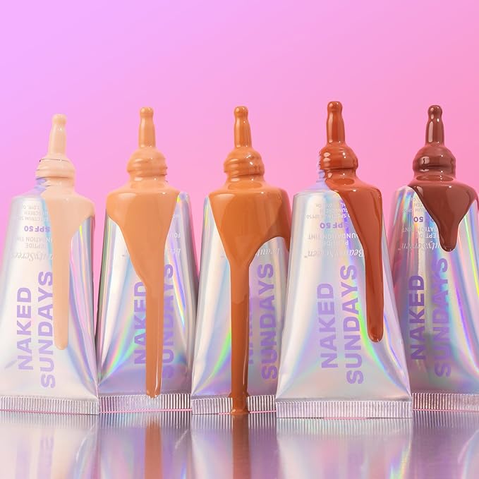 Naked Sundays BeautyScreen™ SPF 50 Mineral Peptide Foundation Tint – 2-in-1 Skin Tint & Mineral Sunscreen | Radiant, Buildable Coverage, Acne-Safe, Infused with Peptides (9 Rich Mahogany, 1.01 oz)