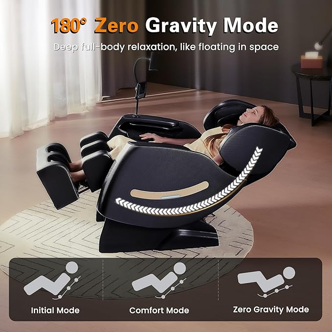 Massage chair full body, Zero Gravity Massage Chair with 10 Fixed Rollers, Shiatsu Massage Recliner Chair 2025, 6 Auto Mode, Airbags, Heating, Touch Screen Controller, Pain Relief Deep Tissue