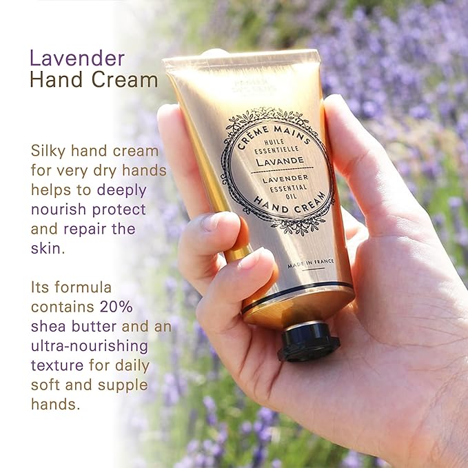 Panier des Sens Lavender Hand Cream - Nourishing Shea Butter Hand Cream for Dry Cracked Hands 97% Natural Ingredients - Dermatologically Tested Hand Lotion for Woman Made in France, 2.5 fl oz