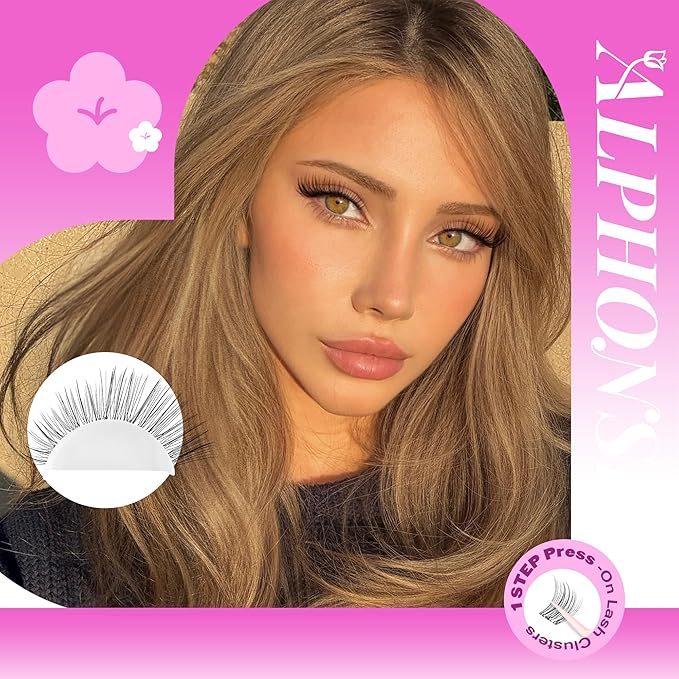 Self Adhesive Lash Clusters Natural Eyelash Clusters No Glue Needed Self Adhesive Eyelashes Invisible Band Press On Lashes 10-16mm Wispy Cluster Eyelash Extensions Pre Glued with Tweezers by ALPHONSE