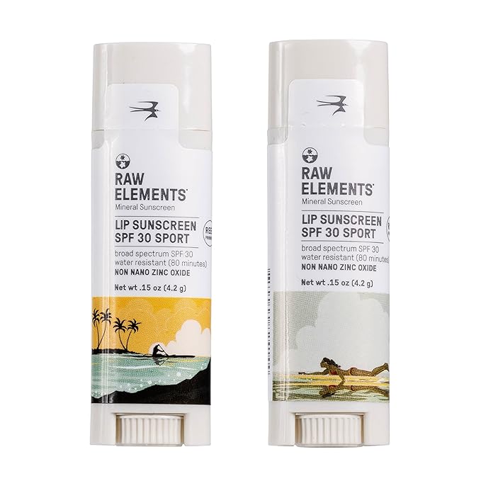 Raw Elements Mike Field Lip Sunscreen - SPF 30, UVA-UVB Protection, Reef-Safe, Non-Nano Zinc, Water Resistant, 0.15 oz (2 Pack)