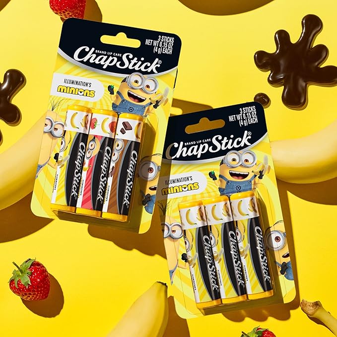 ChapStick Lip Balm, Minions Banana Variety Packs (9 Sticks), Party Favors for Kids, 0.15 Oz Ea
