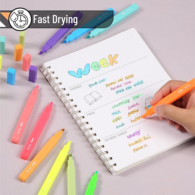 Mr. Pen- Aesthetic Highlighters, 10 Pack, Chisel Tip, Vibrant Colors, Cute Highlighters Assorted Colors