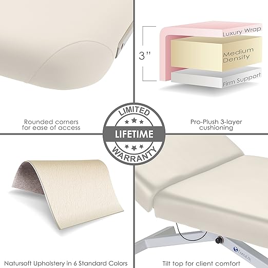 EarthLite Ellora Electric Lift Massage Table with Manual Tilt, Made in USA, 32" x 73, Vanilla Creme