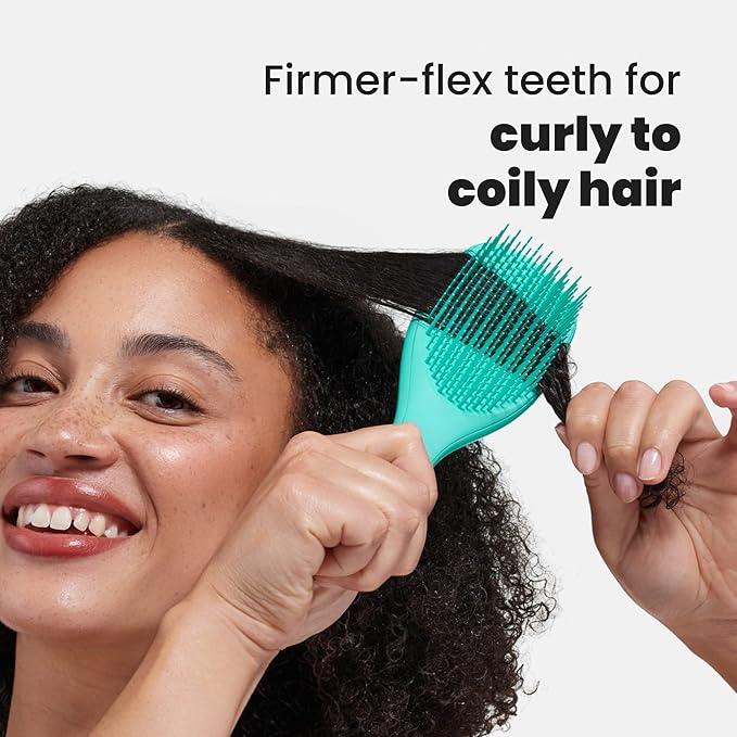 Tangle Teezer Ultimate Detangler Curly Hair Brush, Dry & Wet Hairbrush, Reduces Frizz & Breakage, for 3C to 4C Curly Hair Types, Aqua Green