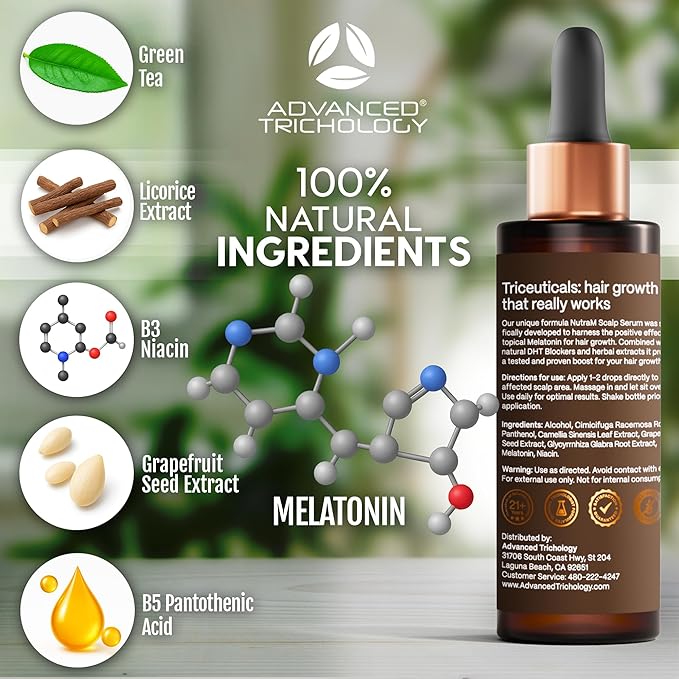 NutraM™ Hair Growth Serum – Dermatologist Tested, Approved* by American Hair Loss Association | Scalp DHT Blocker for Thinning Hair Men and Women, Backed by 20 Years of Hair Regrowth Clinic Experience