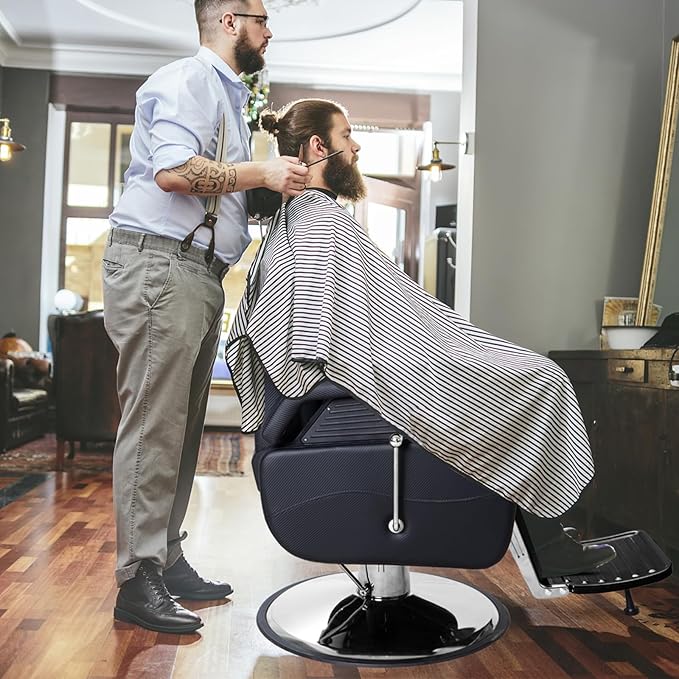 FHFO Barber Chairs for Barbershop, Heavy Duty Hydraulic Barber Chair 360° Swivel Reclining, Adjustable PU Leather Beauty Salon Chair for Barbershop Spa Black/Silver