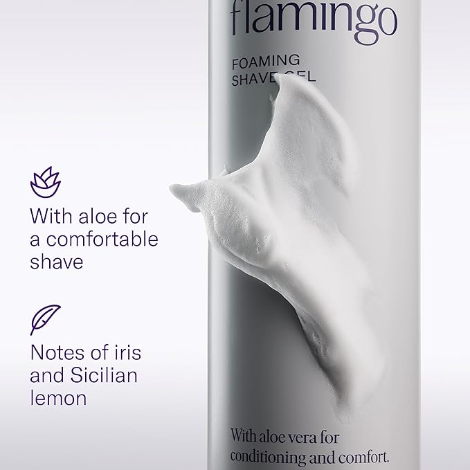 Flamingo Razors for Women Shave Set, 1 Women's Razor Handle (Rose), 2 Razor Five-Blade Refills, 1 oz. Foaming Shave Gel, and 1 Shower Holder
