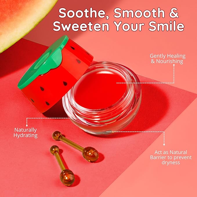 Original My Bee Balm Lip Balm - Watermelon Hydrating Balm Honey Pot for Dry, Chapped & Cracked Lips with Propolis, Honey & Vitamin E - Soften, Smooth & Reduce Lip Lines (Pack of 2)