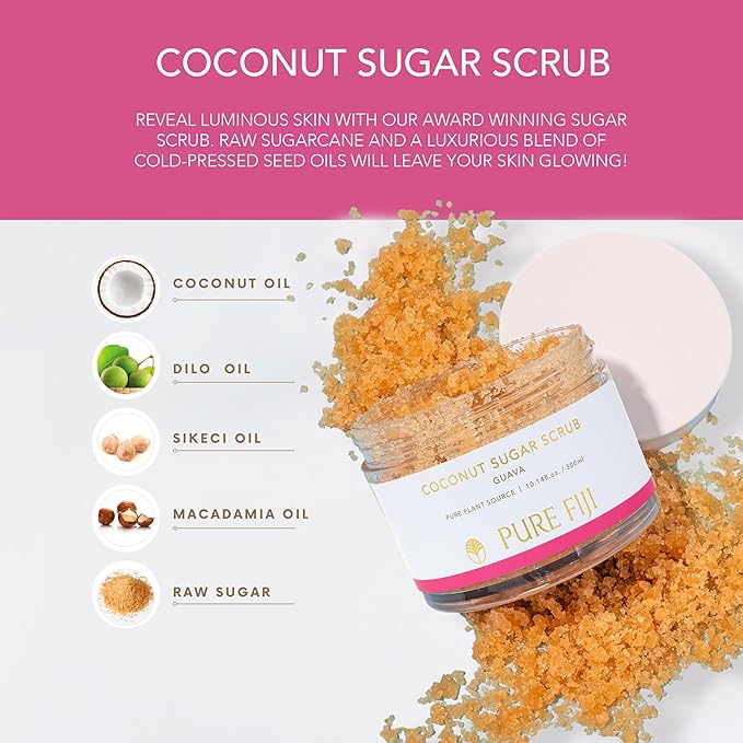 Pure Fiji Coconut Sugar Body Scrub, Guava (10.14 Oz /300ml)
