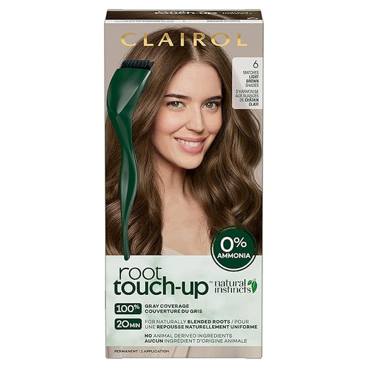 Clairol Root Touch-Up by Natural Instincts Permanent Hair Dye, 6 Light Brown Hair Color, Pack of 1