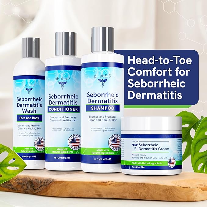 Sulfate-Free and Fragrance Free Shampoo and Conditioner Set, Safe for Seborrheic Dermatitis, To Soothe Dry and Itchy Scalp - Anti-Dandruff Shampoo and Conditioner for Dry Scalp (16oz)