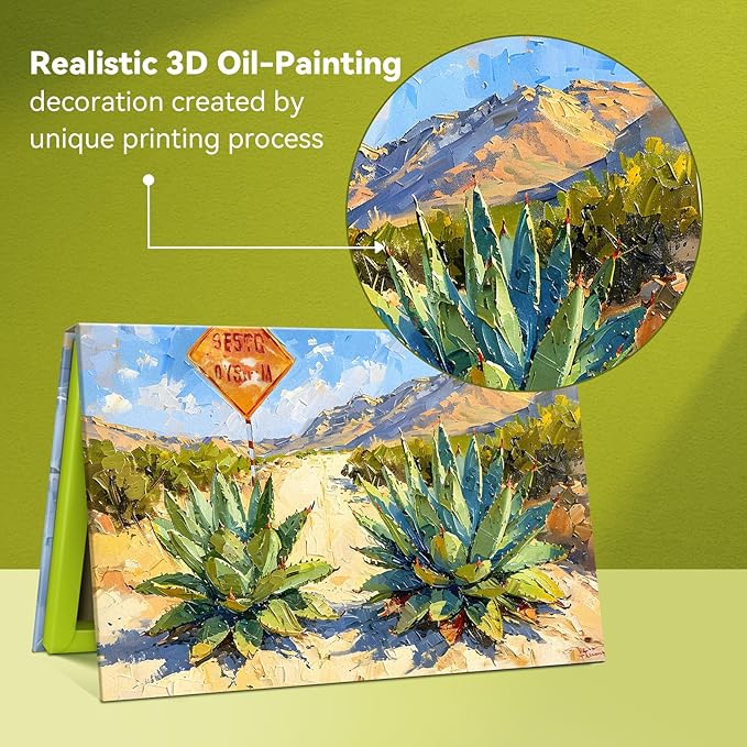 Magnetic Makeup Palette, Empty Eyeshadow Palette With Mirror Inside, Oil-Painting Embossed Design Art Paper Makeup Organizer DIY (Desert Star)