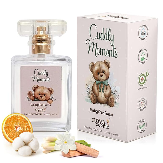 Nova Scents| Baby Cologne| Baby Perfume| Alcohol Free, Hypoallergenic, Paraben Free| Floral, Fresh, Powdery| Gentle Scent for Babies & Toddlers| 1.7oz, 50 ml- Cuddly Moments