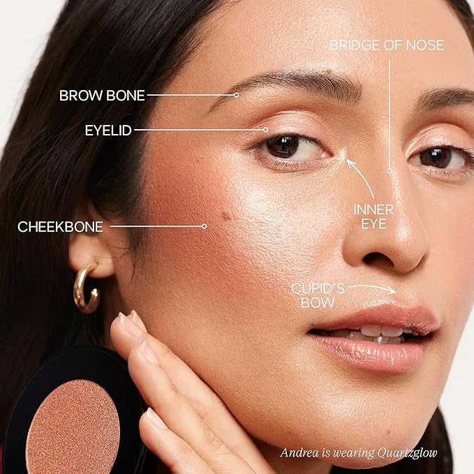 Saie Glow Sculpt Multi-Use Highlighter + Cream Blush - Lightweight with Hyaluronic Acid + Micropearl for Radiant, Glowing Skin - Quartzglow (.02 oz)