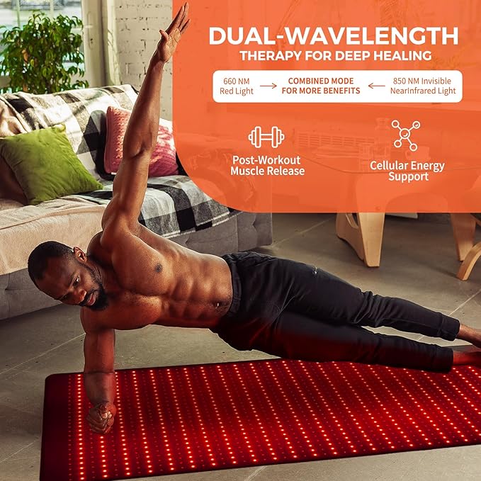 2025 New Release Infrared Red Light Therapy Mat- 1440 pcs SMD 5050 LED Chips - 660nm & 850nm Wavelengths, Pain Relief, Enhances Recovery, Whole Body Care, Sleep Improvement & Energy Boost