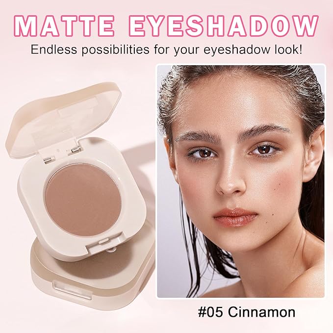 Single Eyeshadow Nude Eyeshadow Primers,Dusty Brown Eyeshadow,Ultra Fine Smooth Powder Long Lasting High Pigment Eyeshadow,Daily Korean Eyes Makeup (05 Cinnamon)