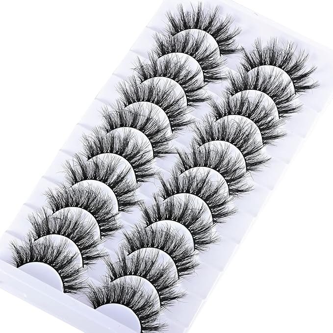 FARRED Natural Lashes Short False Eyelashes Wispy Mink Eye Lash Fluffy Wispies Eyelash Natural Look 10 Pairs Fake Lashes Pack Volume Lash Strips Pestañas