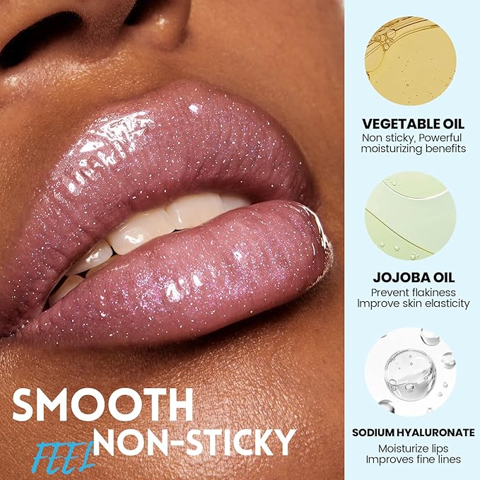 Pudaier Excellent Recovery Glossy Lip Balm, Moisturizing Lip Care Tinted Lip Oil, Hydrating Plumping Lip Gloss Balm, Non-Sticky Long Lasting Light Texture LipGloss Oil for Dry Lip (02 Tender Pause)