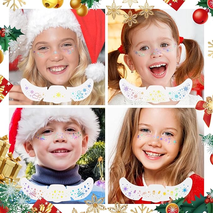 8PCS Glitter Freckles Face Tattoo, Sparkle Freckles for Women and Kids, Cute Star Waterproof Gold Temporary Face Tattoos Glitter Glow Up Patches (8PCSD Holographic Multicolor)