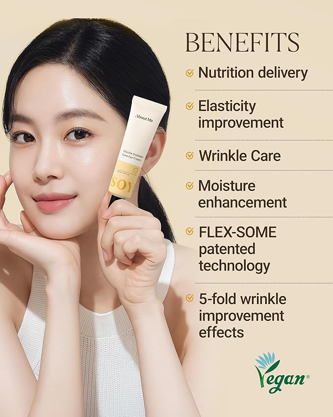 About Me Glycine Soybean Core Eye Cream – Korean Multi-Zone Eye Treatment for All Skin Types – Daily Firming Care with Concentrated Soy Protein & 13 Peptides – Korean Skin Care – 0.51oz, 15ml