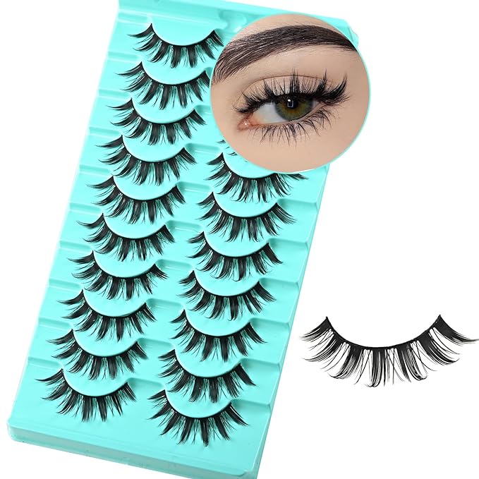 Manga Lashes Natural Anime Lashes Doll Spiky Eyelashes Mink Cosplay Eye Lashes Short Manhwa Lash Pack Strip Eyelash (Manga Lash | 8-16mm)