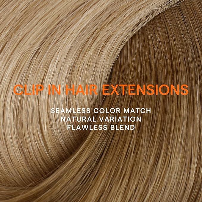 Full Shine Human Hair Extensions Clip ins Balayage Blonde 22 Inch Human Hair Clip in Extensions Golden Brown Ombre Remy Hair Extensions for Fine Hair 7 Pcs 120 G